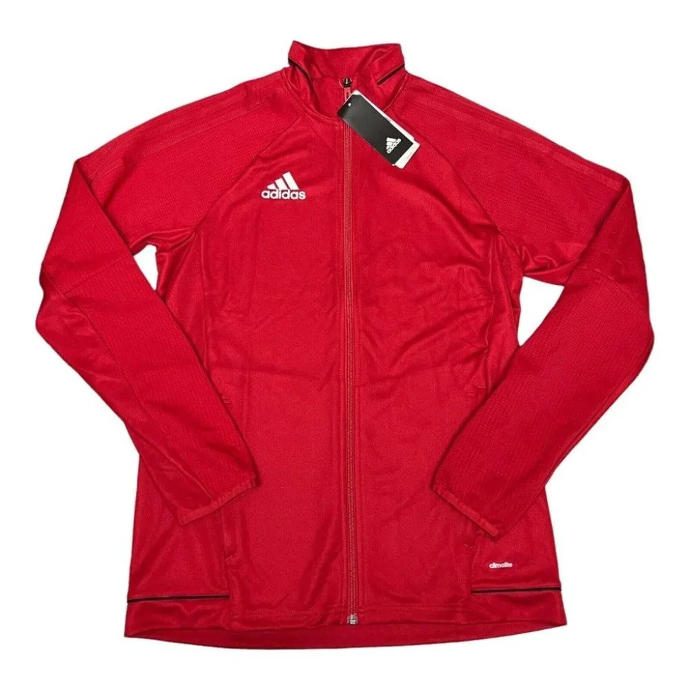 Adidas Trio 17 Full Zip Training‎ Jacket White Mock Neck BQ8196 Thumbhole